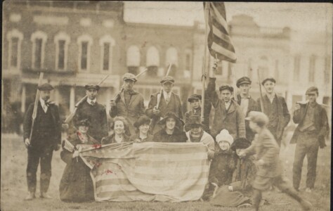 Celebrating end of WWI, Northwest Corner of Courthouse Square, Circa 1919 - Tipton